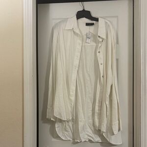 Lane Bryant Cream Button-Up Blouse
